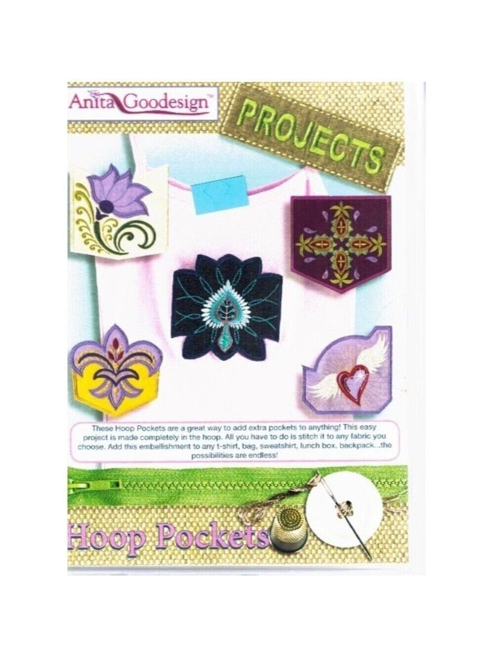 Anita Goodesign Embroidery Pattern Pack Hoop Pockets 5x7 Designs